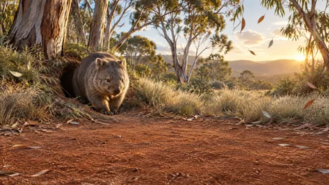 Wombat Beneath Eucalyptus Trees