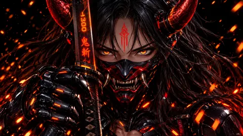 Cyber Oni Warrior with Katana