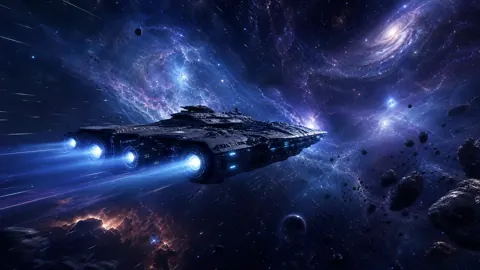 Star Cruiser in Purple Nebula