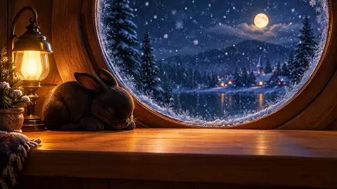 Sleeping Black Rabbit by Window