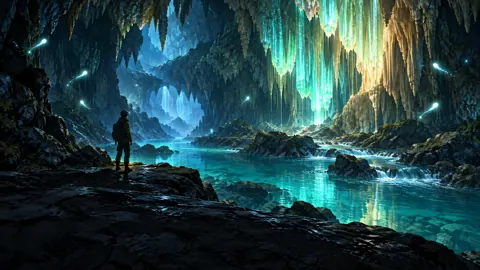 Cave Explorer Above Underground River