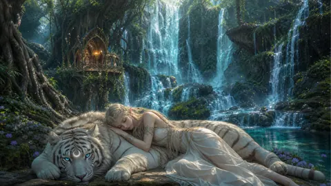 Sleeping Elf with White Tiger