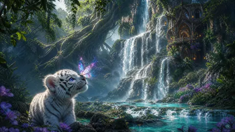 White Tiger Cub Waterfall Treehouse