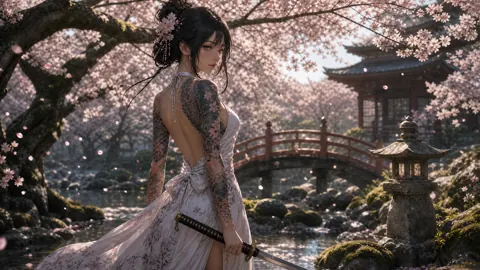 Tattooed Woman With Katana