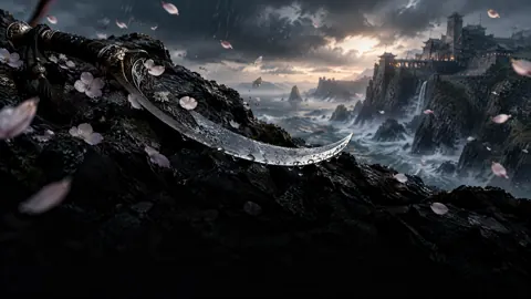 Crescent Blade on Volcanic Shore