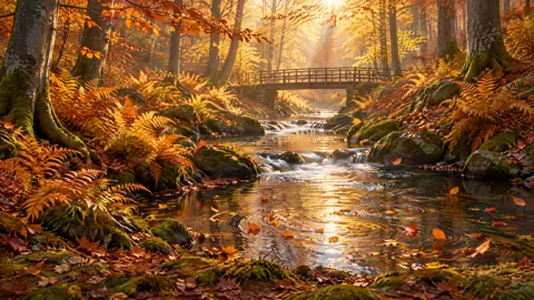 Autumn Creek Beneath Footbridge