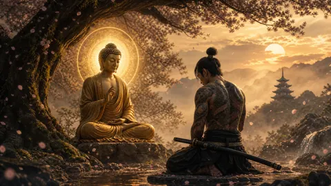 Buddha and Kneeling Samurai