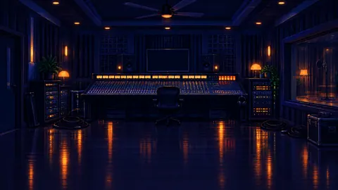 Pixel Art Recording Studio at Midnight