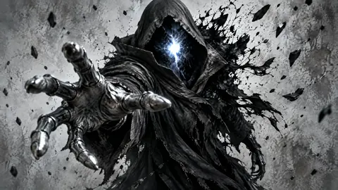 Hooded Figure With Skeletal Hand