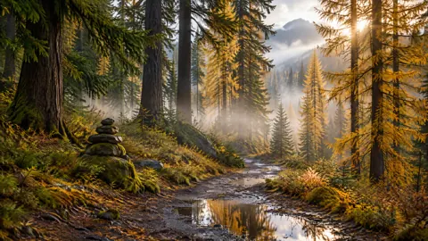 Foggy Autumn Forest Trail