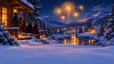 Friends Watching Fireworks From Cabin