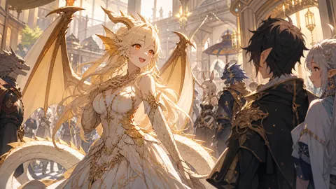 Gold Wyvern in White Dress