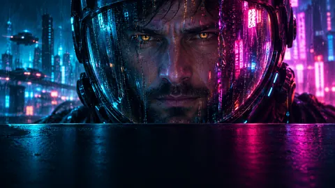 Cyberpunk Man With Amber Eyes
