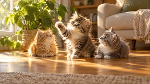 Kittens Chasing Dust Mote