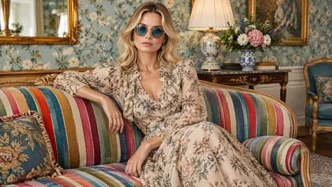 Blonde Woman on Vintage Sofa