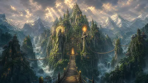 Mountain Fortress With Statues