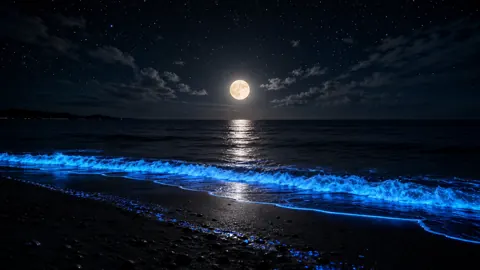 Bioluminescent Waves on Black Sand