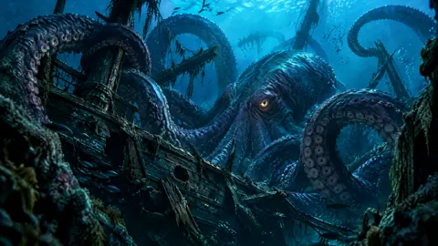 Kraken in Sunken Shipwreck