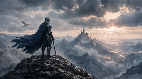 Armored Knight Above Misty Mountains