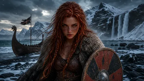Viking Woman on Iceland Coast
