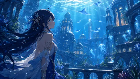 Woman Over Underwater City