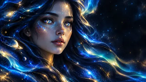 Celestial Woman With Aurora Hair