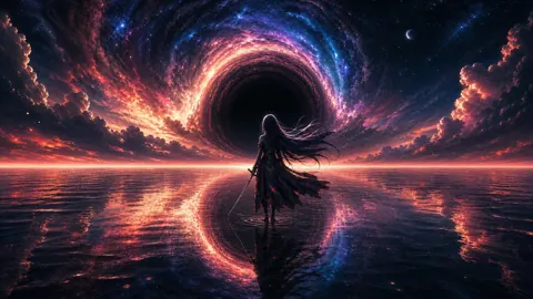 White Haired Girl Black Hole