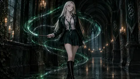 Blonde Student Casting Green Magic