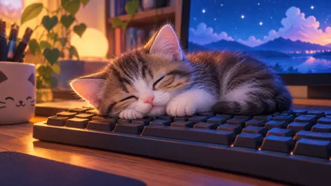 Sleeping Kitten on Keyboard
