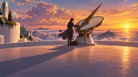 Watchmaker Adjusting Giant Sundial