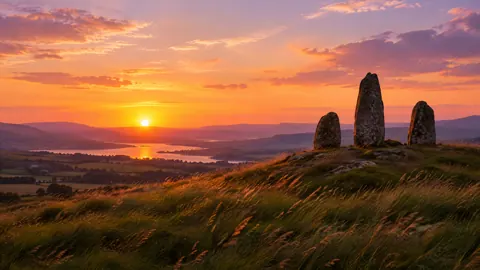 Standing Stones Above Winding Lake