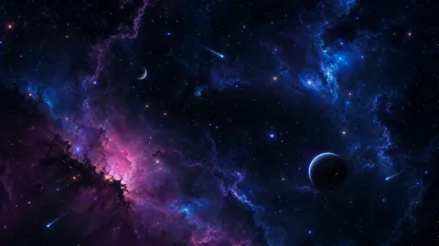 Blue Purple Nebula Planets