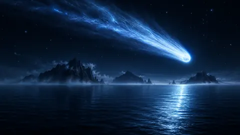 Blue Comet Over Ocean