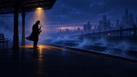 Saxophonist on Rainy Railway