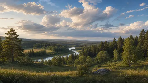 Russian Valley With Winding River