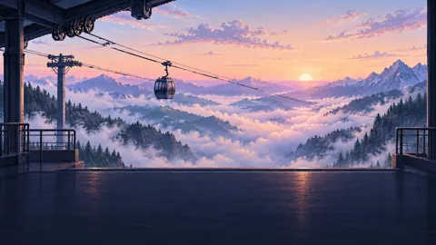 Mountain Gondola at Sunrise
