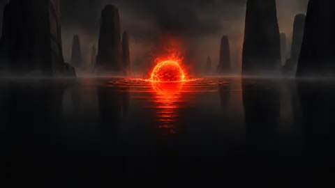 Vermilion Sphere in Black Pool