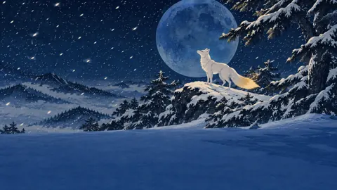 White Fox Under Indigo Moon