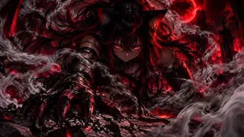 Cat-Girl Under Blood Moon