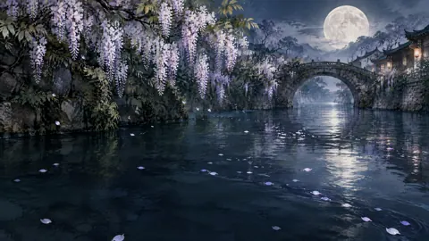 Wisteria Canal Under Moonlight