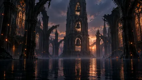 Flooded Gothic Cathedral at Twilight