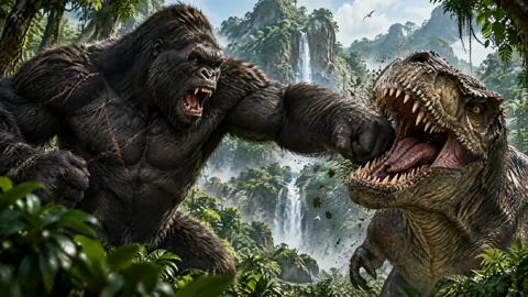King Kong Fights T-Rex