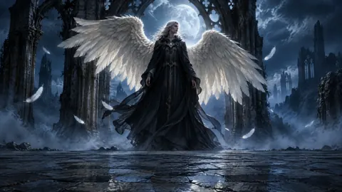 Winged Guardian Under Moonlight