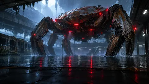 Rusted Crab Machine in Flooded Station