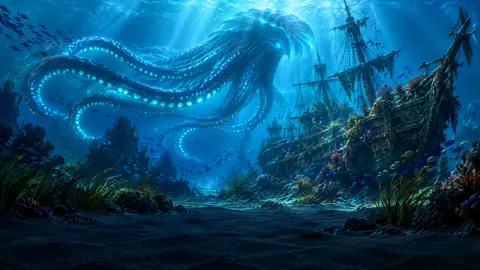 Giant Octopus by Sunken Galleon