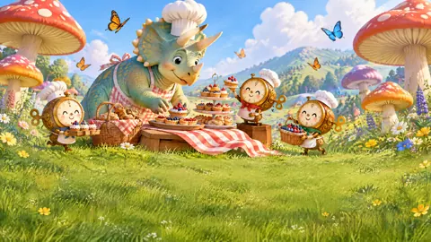 Triceratops Chef With Clockwork Helpers