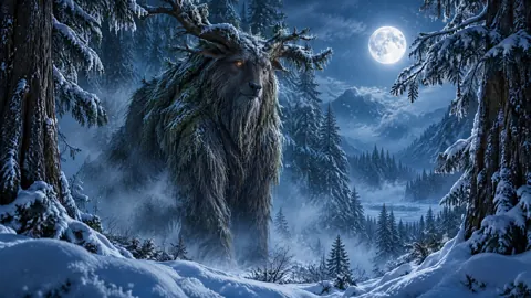 Moonlit Forest Creature in Snow