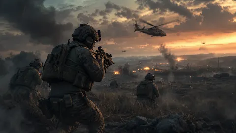 Tactical Soldiers Under Helicopter