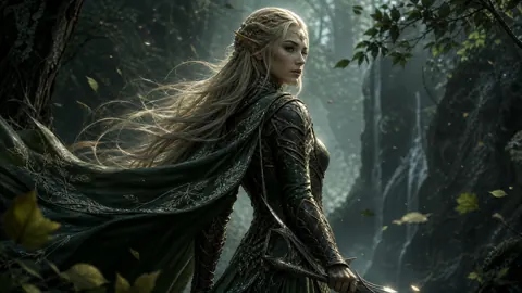 Elf Warrior by Waterfalls