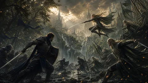 Humans and Elves at Gothic Castle